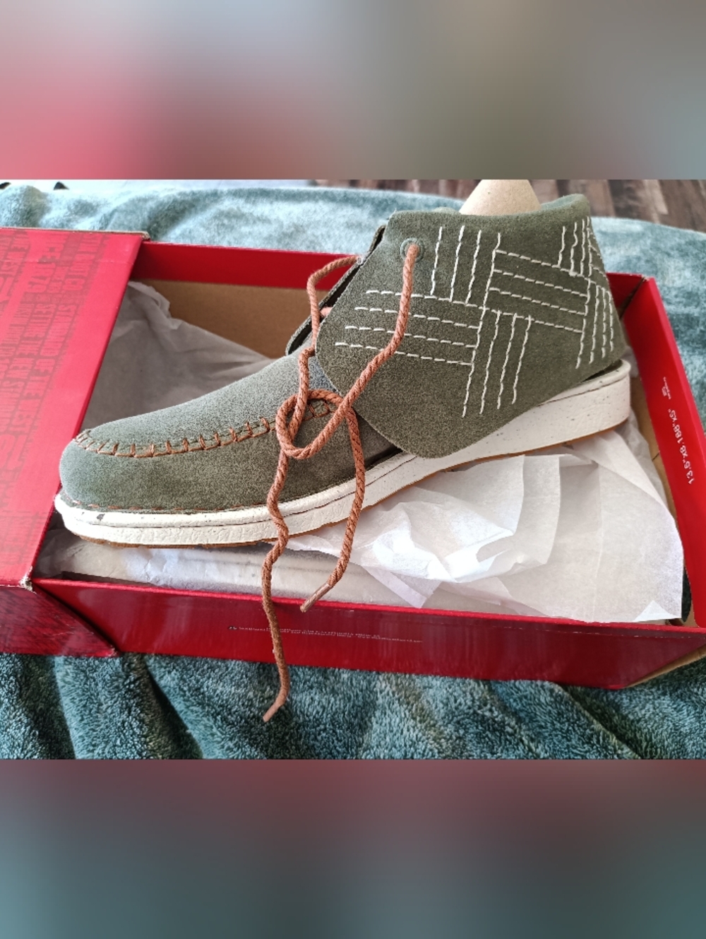Womens Olive Suede Moccasin Chukka Boots